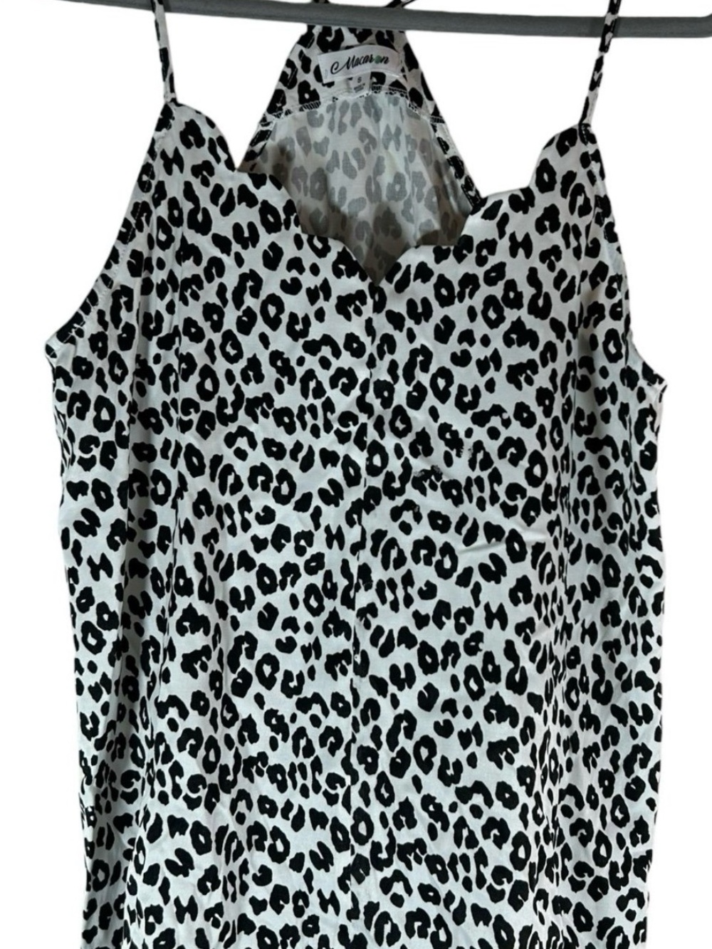 Macaron Leopard Print Scalloped Cami Tank Top Small